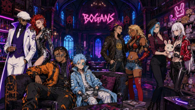The Bogans relaxing in their clubhouse