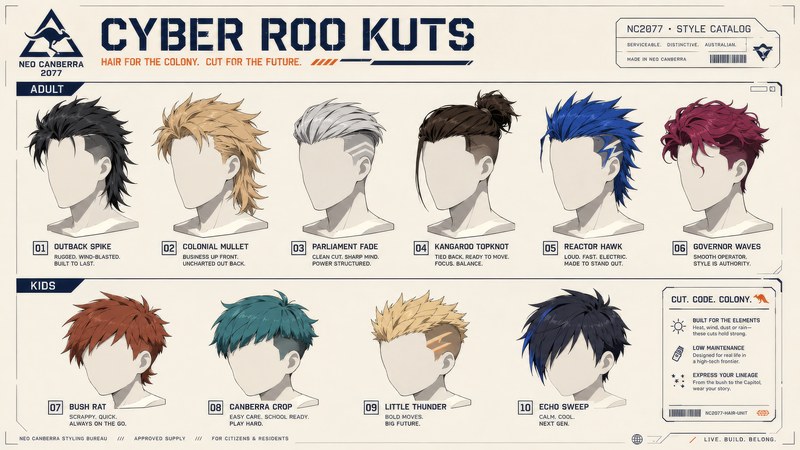 Cyber Roo Kuts: men's hairstyle catalog