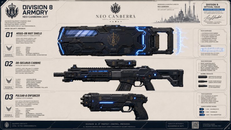 Division 8 Armory: weapons sheet