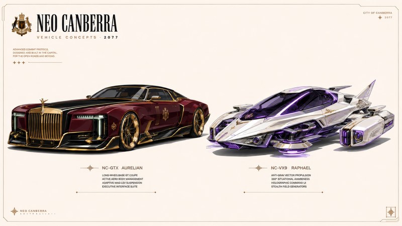Neo Canberra Vehicle Concepts: NC-GTX Aurelian & NC-VX9 Raphael