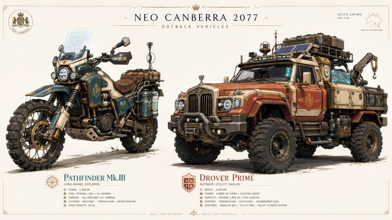 Neo Canberra Outback Vehicles: Pathfinder Mk.III & Drover Prime